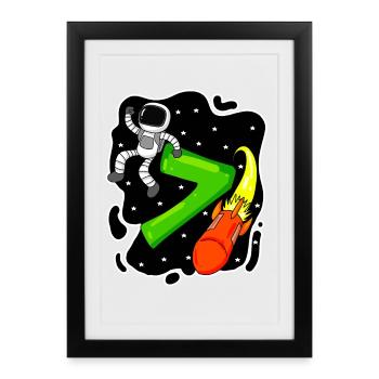 Boy 7 years old - 7th birthday gift - Framed poster (27 × 37 cm) - black - Front