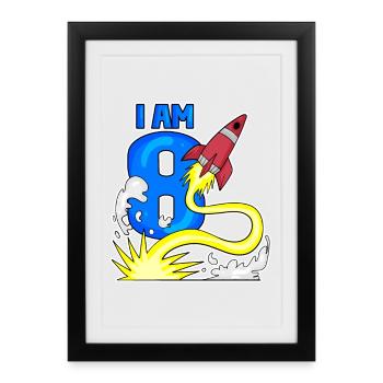 Garçon de 8 ans - Affiche encadrée (27 × 37 cm) - noir - Devant
