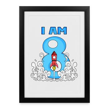 Boy 8 years old - 8th birthday gift - Framed poster (27 × 37 cm) - black - Front