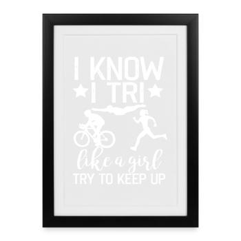 Je sais que j’aime un triathlon de fille - Affiche encadrée (27 × 37 cm) - noir - Devant