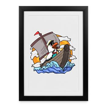 Mouette dans le bateau - Affiche encadrée (27 × 37 cm) - noir - Devant