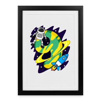 Garçon de 9 ans - cadeau de 9ème anniversaire - Affiche encadrée (27 × 37 cm) - noir - Devant