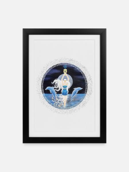 Göttin des Meeres - Sonja Ariel von Staden - Indrammet plakat (27 × 37 cm) - sort