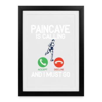 Paincave appelle et je dois triathlon - Affiche encadrée (27 × 37 cm) - noir - Devant