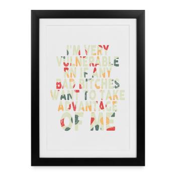 Je suis très vulnérable IA - Affiche encadrée (27 × 37 cm) - noir - Devant