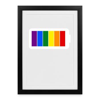 Chargement de la batterie Rainbow Colors - Gay Pride - Affiche encadrée (27 × 37 cm) - noir - Devant