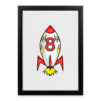 Rocket Boy 8e anniversaire - Affiche encadrée (27 × 37 cm) - noir - Devant
