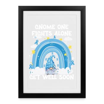 Gnome One Fights Alone Prostate Cancer - Framed poster (27 × 37 cm) - black - Front