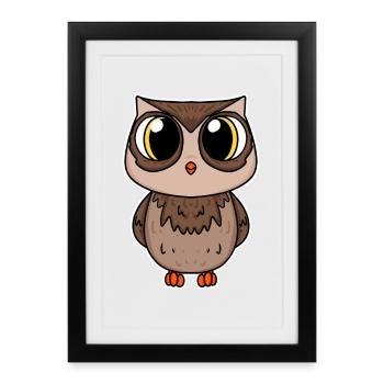 Eule - Gerahmtes Poster (27 × 37 cm) - Schwarz - Vorne