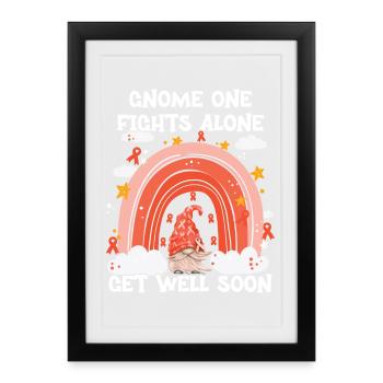 Gnome One Fights Alone Leukemia - Framed poster (27 × 37 cm) - black - Front