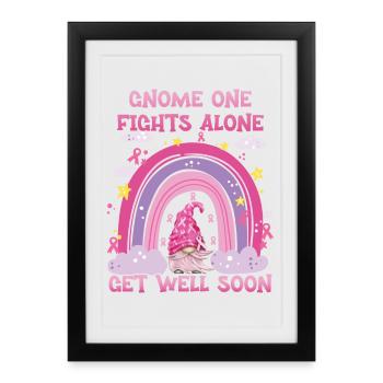 Gnome One Fights Alone Breast Cancer - Framed poster (27 × 37 cm) - black - Front
