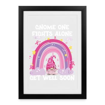 Gnome One Fights Alone Breast Cancer - Framed poster (27 × 37 cm) - black - Front