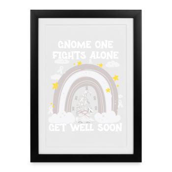 Gnome One combat seul le cancer du poumon - Affiche encadrée (27 × 37 cm) - noir - Devant