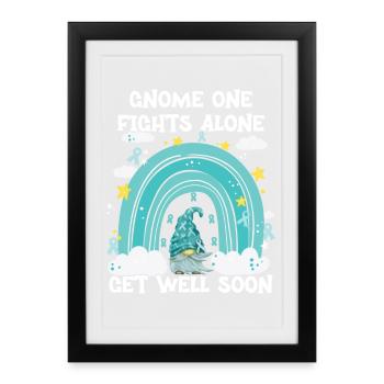 Gnome One combat seul le cancer de l’utérus - Affiche encadrée (27 × 37 cm) - noir - Devant