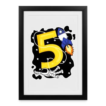 5th birthday 5 years astronaut space - Framed poster (27 × 37 cm) - black - Front