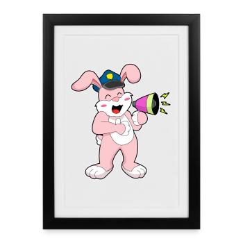 Policier Bunny Police du Micro - Affiche encadrée (27 × 37 cm) - noir - Devant