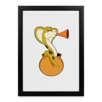 Snake Musician Trumpet Music - Framed poster (27 × 37 cm) - black - Front