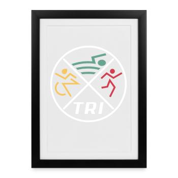 Triathlon féminin - Affiche encadrée (27 × 37 cm) - noir - Devant