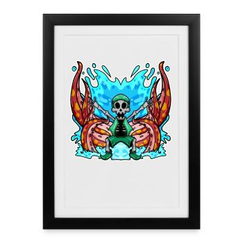 Squelette Octopus Pirate - Affiche encadrée (27 × 37 cm) - noir - Devant