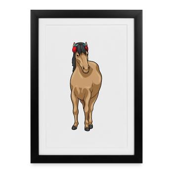 Casque de cheval Musique - Affiche encadrée (27 × 37 cm) - noir - Devant