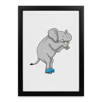 Elephant Ice Skating Skates - Framed poster (27 × 37 cm) - black - Front
