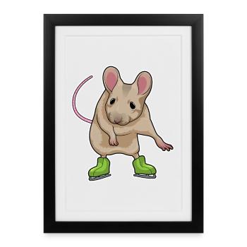 Mouse Ice Skating Skates - Framed poster (27 × 37 cm) - black - Front