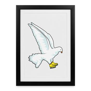 Pigeon Ice Skating Skates - Framed poster (27 × 37 cm) - black - Front