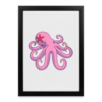 Étoile de mer pieuvre - Affiche encadrée (27 × 37 cm) - noir - Devant