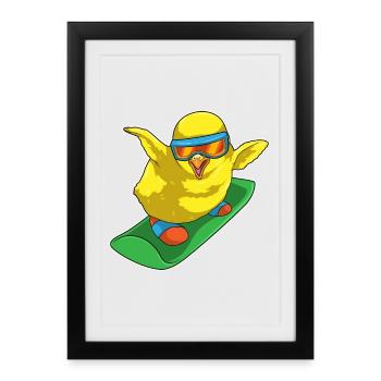 Chick Snowboarder Snowboard - Affiche encadrée (27 × 37 cm) - noir - Devant
