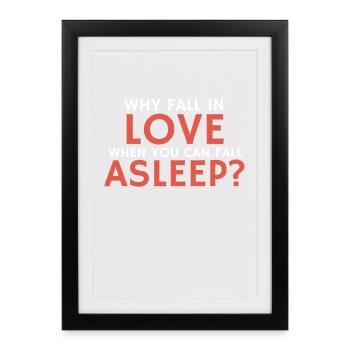 Citation de relation drôle s’endormir - Affiche encadrée (27 × 37 cm) - noir - Devant