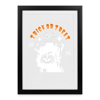 Halloween Pumpkin Monster TRICK OR TREAT - Affiche encadrée (27 × 37 cm) - noir - Devant