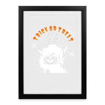 Halloween Citrouille Fantôme TRICK OU GÂTERIE - Affiche encadrée (27 × 37 cm) - noir - Devant