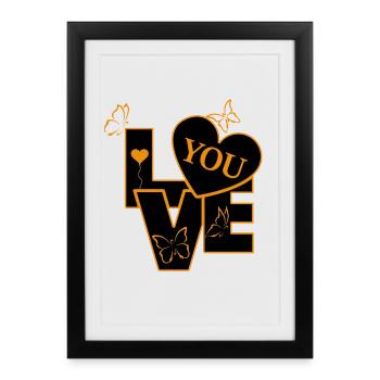L’amour dans le design de papillons - Affiche encadrée (27 × 37 cm) - noir - Devant