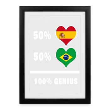 Brésil et Espagne génie / cadeau - Affiche encadrée (27 × 37 cm) - noir - Devant