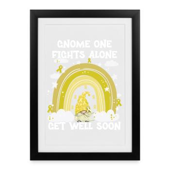Gnome One Fights Alone Sarcoma Cancer - Framed poster (27 × 37 cm) - black - Front
