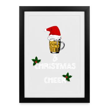 Tasse de bière du Père Noël - Affiche encadrée (27 × 37 cm) - noir - Devant