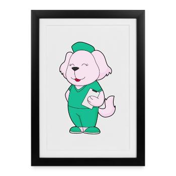 Infirmière canine - Affiche encadrée (27 × 37 cm) - noir - Devant