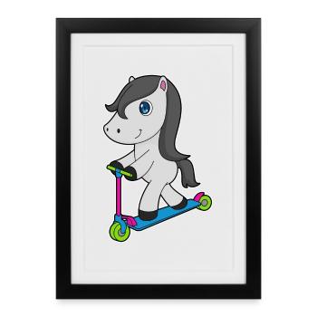Scooter à cheval - Affiche encadrée (27 × 37 cm) - noir - Devant
