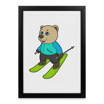 Bear Skier Skier Skier - Framed poster (27 × 37 cm) - black - Front
