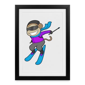 Monkey Skier Skier Skier - Framed poster (27 × 37 cm) - black - Front