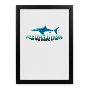 Megalodon Hunter - Requin Megalodon - Affiche encadrée (27 × 37 cm) - noir - Devant