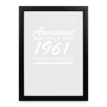 1961 - Né en 1961 - Affiche encadrée (27 × 37 cm) - noir - Devant