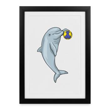 Delfin Handball Joueur Handball Handball - Affiche encadrée (27 × 37 cm) - noir - Devant
