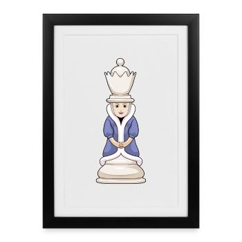 Pièce d’échecs Queen Chess - Affiche encadrée (27 × 37 cm) - noir - Devant