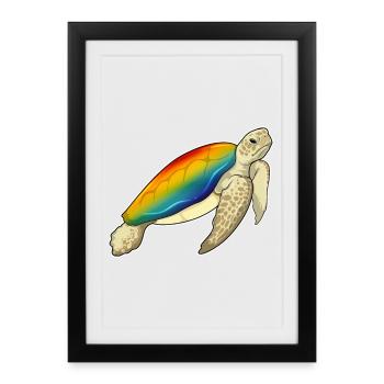Turtle Rainbow - Framed poster (27 × 37 cm) - black - Front