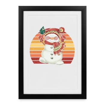 Snowman Christmas Hat Christmas Gift - Framed poster (27 × 37 cm) - black - Front