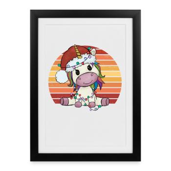 Christmas Unicorn Unicorn Unicorn Pajamas Gift - Framed poster (27 × 37 cm) - black - Front