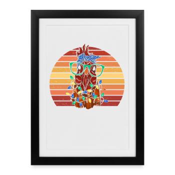 Poulet Maman Poulet de Noël Poulet Cadeau de Noël - Affiche encadrée (27 × 37 cm) - noir - Devant