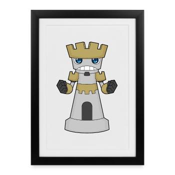 Chess piece Rook Chess - Framed poster (27 × 37 cm) - black - Front
