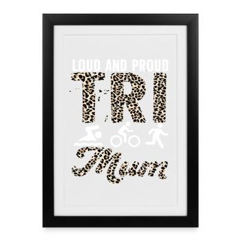 Triathlète Tri Maman bruyante et fière - Affiche encadrée (27 × 37 cm) - noir - Devant
